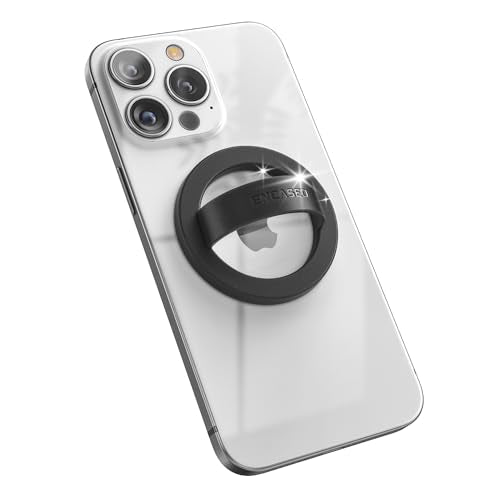 Encased Magnetic Phone Grip Holder (Compatible with MagSafe) Thin Silicone Finger Loop Ring for iPhone (Black) - color: Black