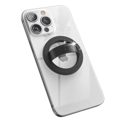 Encased Magnetic Phone Grip Holder (Compatible with MagSafe) Thin Silicone Finger Loop Ring for iPhone (Black) - color: Black