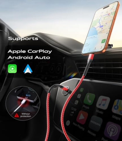 USB to USB C Cable 3A Fast Charging 3FT USB A to USB C Cable for CarPlay - color: Red, size: 3FT, style: USB C to USB C