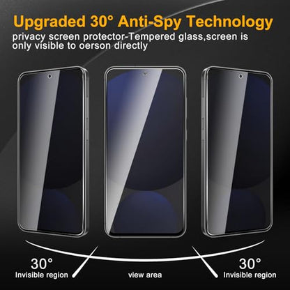3 Pack Privacy Screen Protector for Samsung Galaxy S24 FE With 3 Pack Camera Lens Protector, Anti Spy Tempered Glass Film, 9H Hardness, Black Protector, Anti-Scratch, Bubble Free - size: Galaxy S24 FE FK33