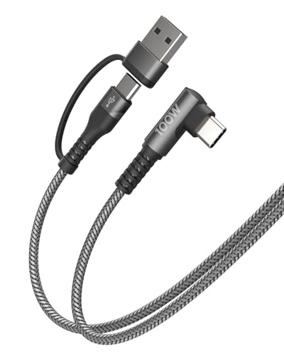 100W Fast USB C Charger Cable Right Angle,USB C to USB C Cord,1 ft,2 in 1 - size: 1ft