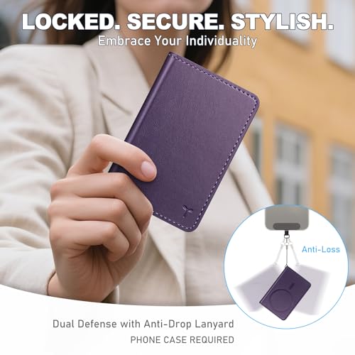 TUCCH Magnetic Wallet for Magsafe iPhone, 6 Card Holders, Dark Purple | for iPhone 17/17e/16/15/14/13/12 Pro/Pro Max/Plus, RFID Blocking, Clear ID Window, PU Leather - color: Dark Purple