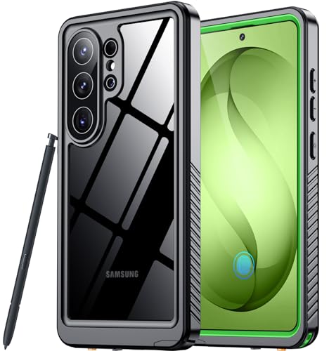 SPIDERCASE for Samsung Galaxy S26 Ultra Case Waterproof, Green/Clear | [12FT Military-Grade Drop Protection] [Built-in Screen Protector] Full Body Sealed Heavy Duty Rugged Phone Case 6.9" - color: Green/Clear, size: Galaxy S26 Ultra 6.9"
