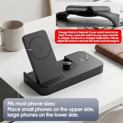 4 in 1 Charging Stand for Oura Ring Gen 3 Charger (Oura Ring Charger NOT Included), Fast Charger for iPhone, Apple Watch, AirPods, Magnetic Charger for Samsung Galaxy