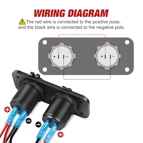 Nilight USB Charger and Cigarette Lighter Socket Outlet Panel Pre-Wired - color: Dual USB
