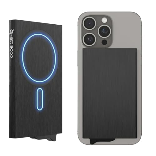 CODE 118 Wallet for Men - Slim Minimalist Aluminum Magnetic Card Holder - RFID Blocking Front Pocket Mag Safe Wallet with Strong Magnet Attachment (Brushed Black) - color: Brushed Black