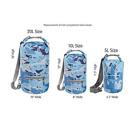 Skog Å Kust DrySak Roll Top Waterproof Bag, 5, 10 & 20 Liter - color: Blue Camo, size: 5 Liter