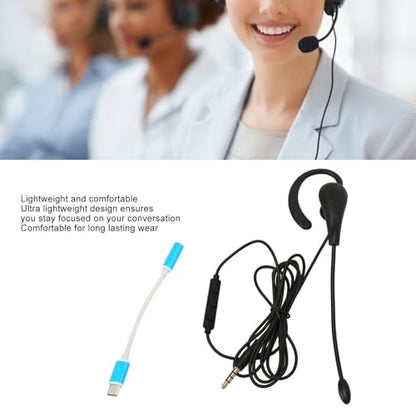 Cyrank Single Earbud, Mono Headphone Noise Cancelling One Ear Sport Earphone with Mic Wired One Ear Earphone Headset for Office(Type-c)