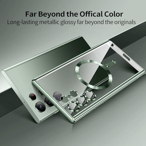 For Samsung Galaxy S23 Ultra Case（only）, Covers for s23u .Magnetic Metallic Glossy Slim Clear Luxury Soft Shockproof funda capa para for Galaxy S23 Ultra 6.8 inch.Compatible with MagSafe (Green) | only - color: Green