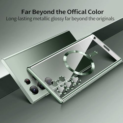 For Samsung Galaxy S23 Ultra Case（only）, Covers for s23u .Magnetic Metallic Glossy Slim Clear Luxury Soft Shockproof funda capa para for Galaxy S23 Ultra 6.8 inch.Compatible with MagSafe (Green) | only - color: Green