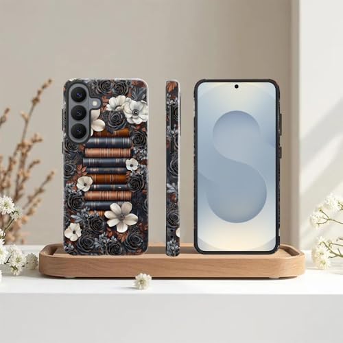 Case for Samsung Galaxy S26 Plus,Camera Protection Soft Glossy Phone Case - Book Flowers Retro - color: Book Flowers Retro, size: Samsung Galaxy S26 Plus