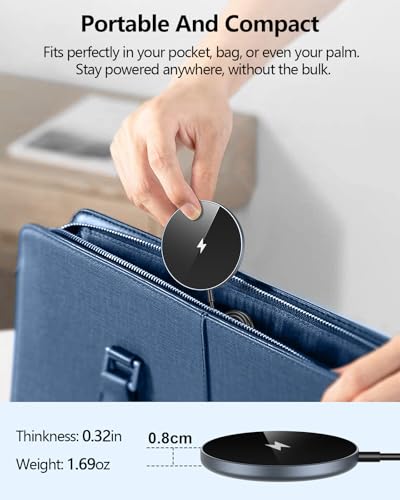 NANAMI Magnetic Fast Wireless Charger Pad with 20W PD Adapter,for MagSafe iPhone 17/16/15/14/13/12 Series & AirPods 3/2/Pro 2,Non-Slip Base & Strong Magnetic Alignment for Desk and Office Use(Black) - color: Classic Black