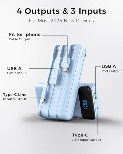 Portable Charger 40000mAh Power Bank, PD 22.5W Fast Charging - color: Blue