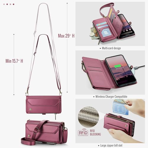 for Google Pixel 10a 6.3" Case, Women Men Multi-Function Wallet Case with Stand RFID Blocking Includes Shoulder Strap Wrist Strap Google Pixel 10a (Red) - color: Red