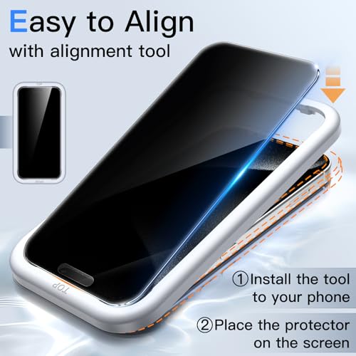 JETech 360° Privacy Screen Protector for iPhone 15 Pro, 2-Pack - size: iPhone 15 Pro