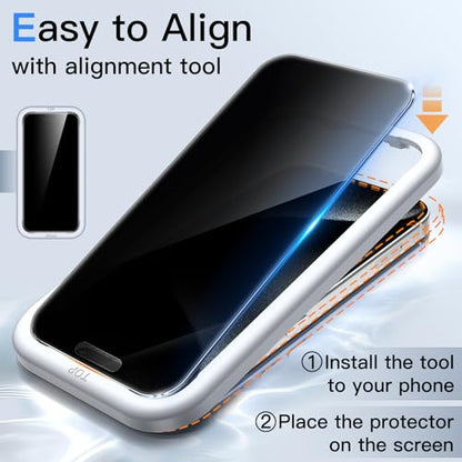 JETech 360° Privacy Screen Protector for iPhone 15 Pro, 2-Pack - size: iPhone 15 Pro