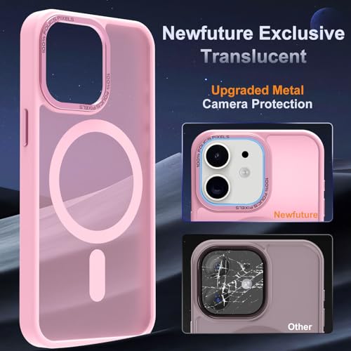 Newfuture Magnetic for iPhone 12/iPhone 12 Pro Case Shockproof, Chalk Pink | Military Drop Protection, Slim Matte Anti-Fingerprint, Compatible with Magsafe, Camera Guard, Translucent Protective Cover - color: Chalk Pink, size: iPhone 12/iPhone 12 Pro 6.1i