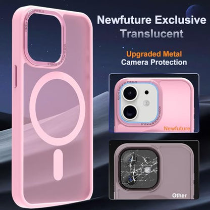 Newfuture Magnetic for iPhone 11 Case Matte Shockproof, Chalk Pink | Military Drop Protection, Slim Matte Anti-Fingerprint, Compatible with Magsafe, Camera Guard, Translucent Protective Cover - color: Chalk Pink, size: iPhone 11 6.1inch