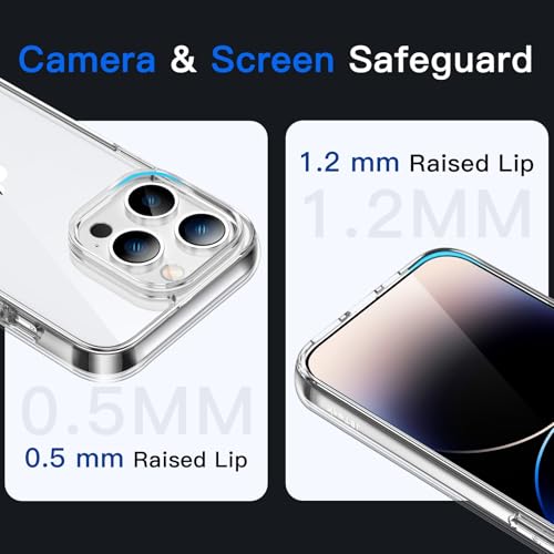 JETech Case for iPhone 14 Pro Max, Anti-Yellowing, Clear | Shockproof Protection, Scratch Resistant Hard PC Back, Durable Transparent TPU Bumper - color: Clear, size: iPhone 14 Pro Max