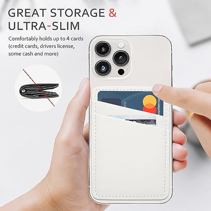 Phone Wallet Stick On, Leather Phone Card Holder, Credit Card Holder for Phone Case Compatible with iPhone, Samsung and Android - White, Black - color: White, Black