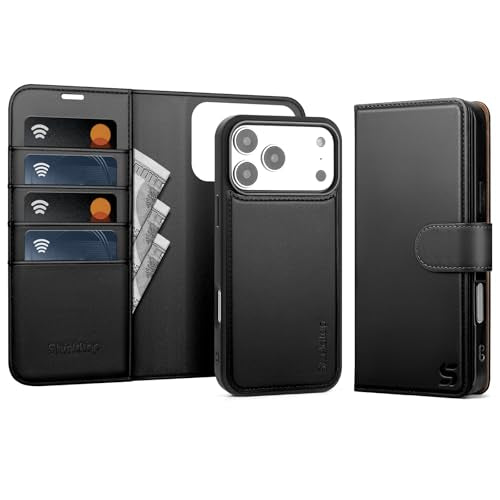 Shieldtop Compatible with MagSafe iPhone 17 Pro Max Wallet Case,Black | 2 in 1 Detachable Magnetic,Credit Card Holder Slots,RFID Blocking,PU Leather,Kickstand,Flip Folio Phone Cover for Men & Women - color: Black, size: KFT-iP 17 Pro Max - 6.9"