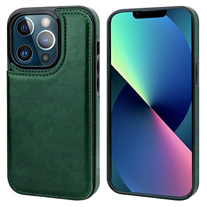 ONETOP for iPhone 13 Pro Wallet Case with Card Holder,Green - color: Green