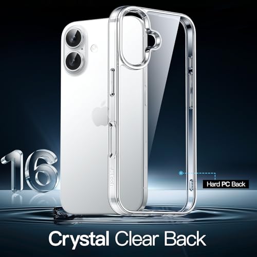 JETech Case for iPhone 16, Anti-Yellowing, Clear | Shockproof Protection, Scratch Resistant Hard PC Back, Durable Transparent TPU Bumper - color: Clear, size: iPhone 16
