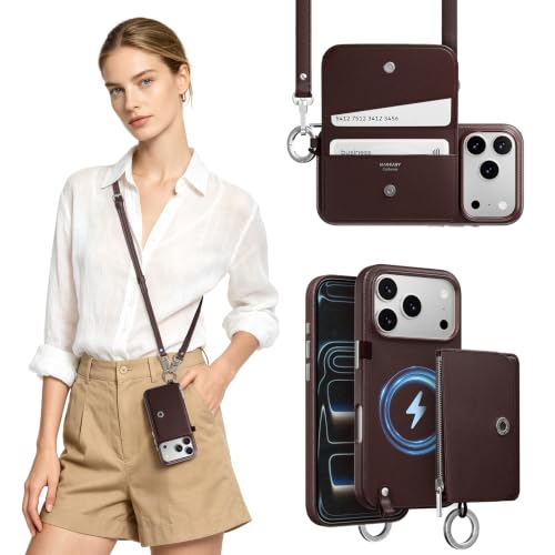 MAGEASY Pouch MagSafe Crossbody Wallet Phone Case for iPhone 18 Pro & 17 Pro, Removable Magnetic Wallet with Strap Adjustable, Shockproof Protection Purse Case, RFID Blocking (Burgundy) - color: Burgundy, size: iPhone 17/18 Pro