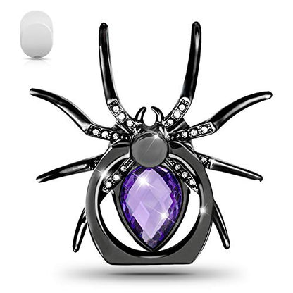 Allengel Spider Phone Ring Holder Stand, Animal Phone Ring Finger Grip Rhinestone Phone Kickstand for All Smartphone (Purple) - color: Purple