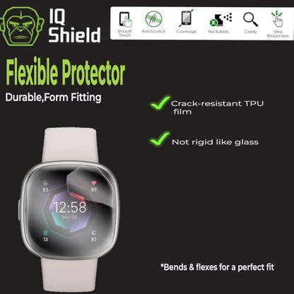 IQShield 12 Pack for Fitbit Sense 2 / Fitbit Versa 4 Screen Protector,Easy Install, Ultra Thin, Smudge-Resistant, Anti-Scratch, Anti-Bubble, Clear TPU Film - size: 1.58 INCH (Pack of 2)