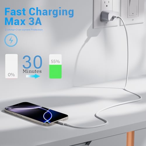 5Pack(3/3/6/6/10FT) USB C to Lightning Cable iPhone Fast Charger,White - size: 5pack 3/3/6/6/10FT