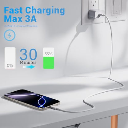 5Pack(3/3/6/6/10FT) USB C to Lightning Cable iPhone Fast Charger,White - size: 5pack 3/3/6/6/10FT