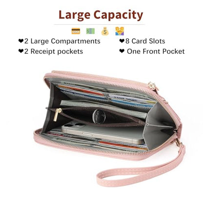GOIACII Phone Purse Crossbody Bags for Women Small Travel Wallet Touch Screen RFID Blocking - color: A02 Pink