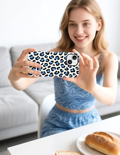 Jusy Magnetic Cheetah Phone Case for iPhone 16 Pro Max,Blue Leopard | Compatible with MagSafe,Cute Aesthetic Tortoise Shell Design,TPU and PC Protective Shockproof Cover - color: Blue Leopard