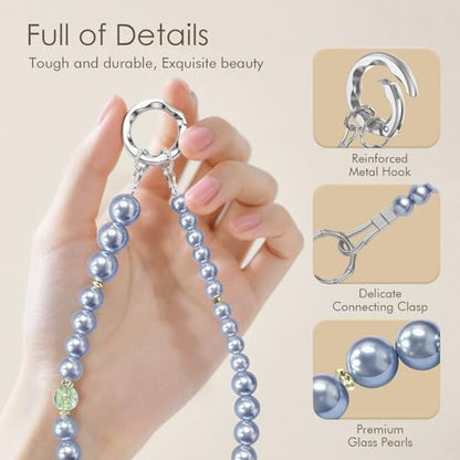 SURPHY Phone Charm, Handmade Beaded Phone Wrist Strap with Tether Tab - color: B- Pearl Ocean
