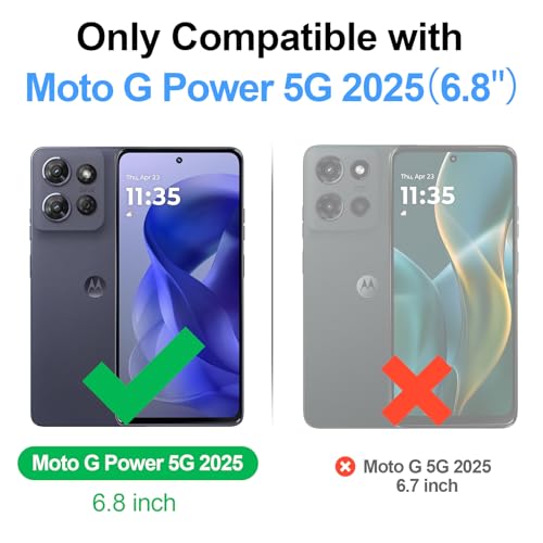 Shieldtop Compatible with Motorola Moto G Power 5G 2025 Wallet Case with Card Holder,Women Men RFID Blocking PU Leather Flip Phone Case Protective Cover Wrist Strap Zipper Credit Card Slots,Blue - color: Blue, size: Moto G Power 5G 2025 - 6.8"