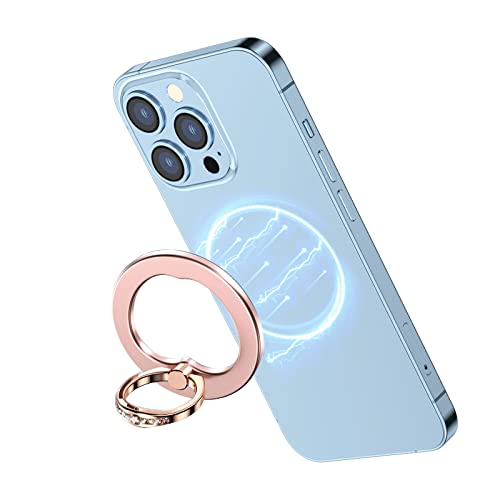 Magnetic Phone Ring Grip for MagSafe Phone Grip Finger Ring Holder Stand - color: Pink