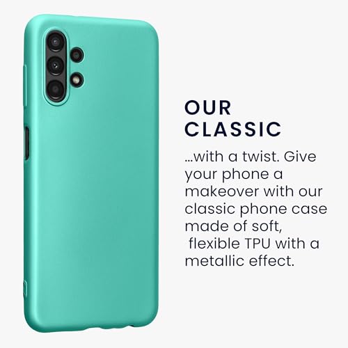 kwmobile Case Compatible with Samsung Galaxy A13 4G Case - Soft Slim Metallic TPU Silicone Cover - Metallic Turquoise - color: metallic turquoise, size: Galaxy A13 4G