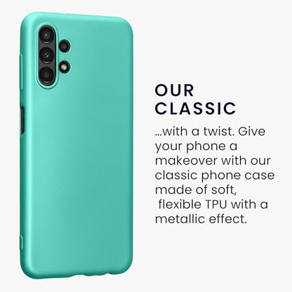 kwmobile Case Compatible with Samsung Galaxy A13 4G Case - Soft Slim Metallic TPU Silicone Cover - Metallic Turquoise - color: metallic turquoise, size: Galaxy A13 4G