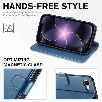 TUCCH Wallet Case for iPhone 17e/iPhone 16e (6.1"), Flip Stand, Light Blue | RFID Blocking, 4 Card Holders, Kickstand, PU Leather, Shockproof TPU Shell, Magnetic Closure, Protective Folio Cover - color: Light Blue