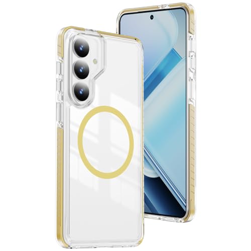 DEERLAMN Magnetic Clear Case for Samsung Galaxy S26 Plus/S25 Plus 6.7-Inch,[Fit for Magsafe][Military Grade Drop Protection] Transparent Slim Fit Non-yellowing Shockproof Protective Phone Cover,Yellow - color: Yellow, size: for Samsung Galaxy S26 Plus