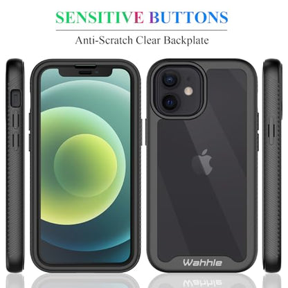Compatible with iPhone 12 Mini Case, Built in Screen Protector Full Body Shockproof Slim Fit Bumper Protective Phone Cover 5.4'' Men Women-Black/Clear - size: iPhone 12 Mini