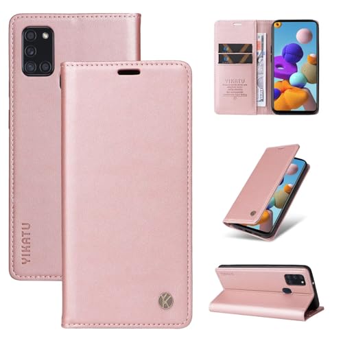 Compatible with Samsung Galaxy A21S Wallet Case PU Leather Flip Folio Case with Card Holder Magnetic Closure Shockproof Protective Phone Cover Rose Gold - color: Rose Gold, size: Samsung A21S