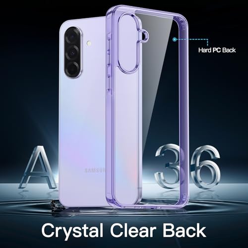 JETech Case for Samsung Galaxy A36, Anti-Yellowing, Lavender | Shockproof Protection, Scratch Resistant Hard PC Back, Durable Transparent TPU Bumper - color: Lavender, size: Galaxy A36