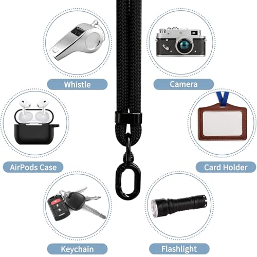 2 Pack Phone Lanyard and Wrist Strap Set, Adjustable Crossbody Neck Strap & Secure Phone Wrist Strap with 4 Pcs Tether Tabs, Adjustable Nylon Cell Phone Strap for iPhone & Samsung, Universal Fit