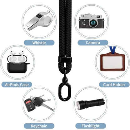 2 Pack Phone Lanyard and Wrist Strap Set, Adjustable Crossbody Neck Strap & Secure Phone Wrist Strap with 4 Pcs Tether Tabs, Adjustable Nylon Cell Phone Strap for iPhone & Samsung, Universal Fit