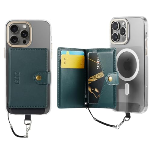 for Apple Magsafe Wallet,PU Leather Magnetic Wallet for iPhone 17/16/15/14/13/12 pro Max/Mini/plus,6 Card Holders with RFID Blocking (Dark green) - color: Dark green