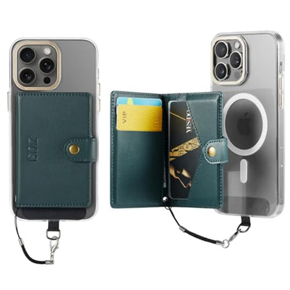 for Apple Magsafe Wallet,PU Leather Magnetic Wallet for iPhone 17/16/15/14/13/12 pro Max/Mini/plus,6 Card Holders with RFID Blocking (Dark green) - color: Dark green