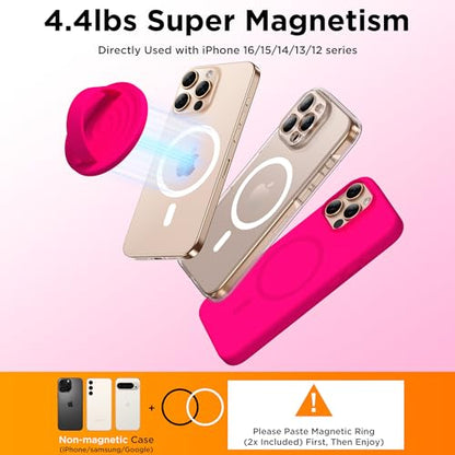 Magnetic Phone Grip for MagSafe, Silicone Ring Grip, Neon Pink - color: Neon Pink