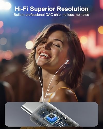 iPhone 18 Pro 17e 17 16 USB C Wired Headphones Mic Noise Cancelling Earbuds